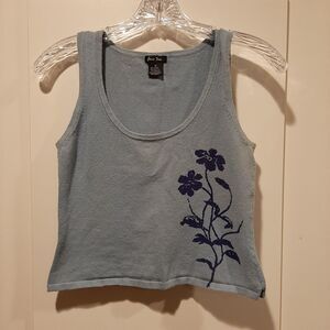 Jane Doe Crop Tank Top Light Blue Floral Womens M